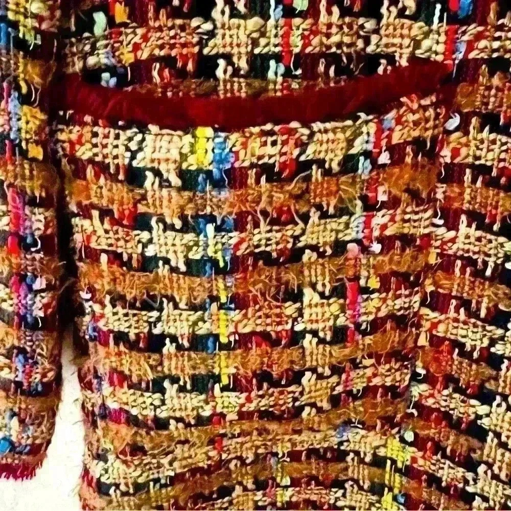 ANTHROPOLOGIE L NWT  MULTICOLORED FRINGE ARTSY LINED BOHO EARTHY‎ AUTUMM JACKET - Picture 9 of 11